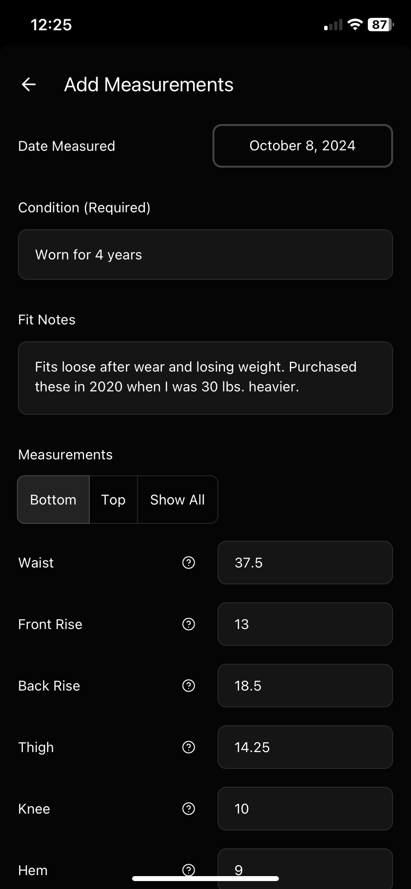 Add Measurements